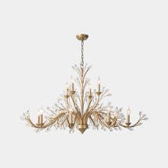 Candelabro De Vela Dorada Rama Cristal De Lujo