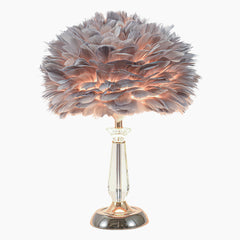 Crystal Grey Feather Bedside Table Desk Lamp Main