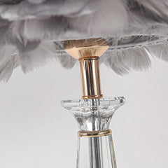 Crystal Grey Feather Bedside Table Desk Lamp Pillar