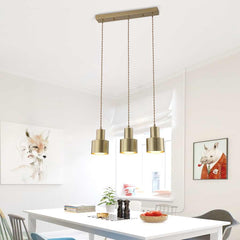 Hanging Light Minimalist Copper Cylinder Gold Dining Room