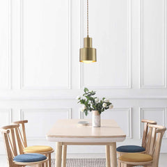 Hanging Light Minimalist Copper Cylinder Gold Dining Table