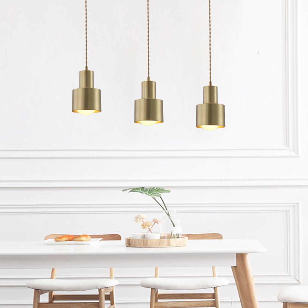 Hanging Light Minimalist Copper Cylinder Gold Kitchen Island