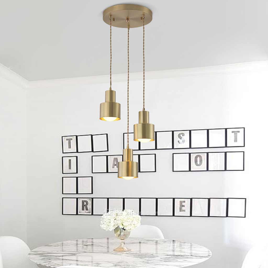 Hanging Light Minimalist Copper Cylinder Gold Room