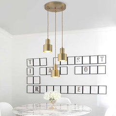 Hanging Light Minimalist Copper Cylinder Gold Room