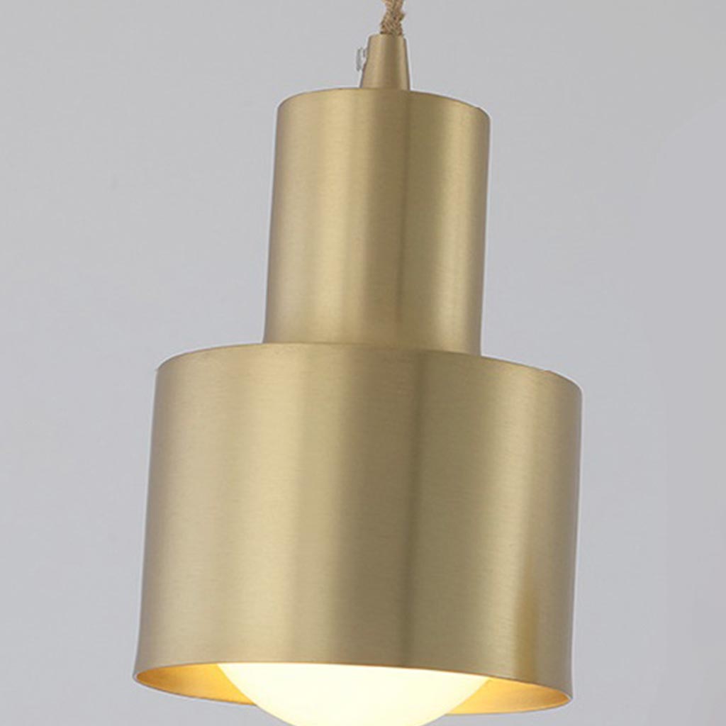 Hanging Light Minimalist Copper CylinderGold Shade