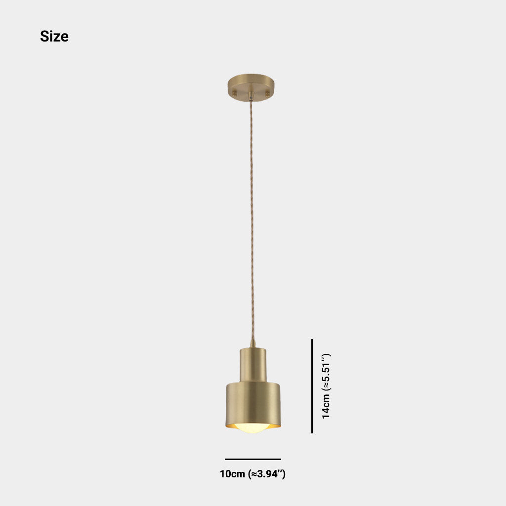 Hanging Light Minimalist Copper Cylinder Gold Size