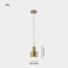 Hanging Light Minimalist Copper Cylinder Gold Size