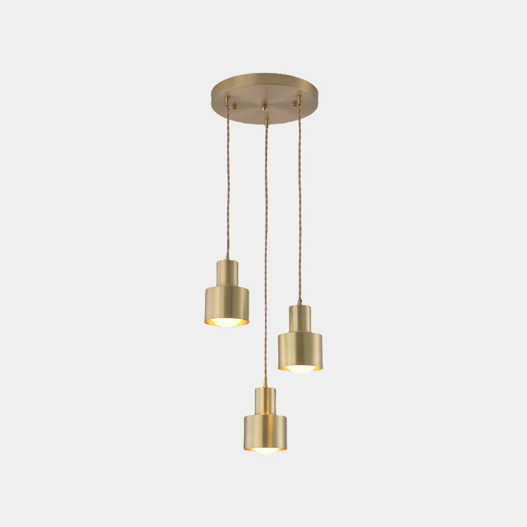 Hanging Light Minimalist Copper Cylinder Gold