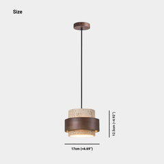 Hanging Pendant Light Cylinder Stone Travertine
