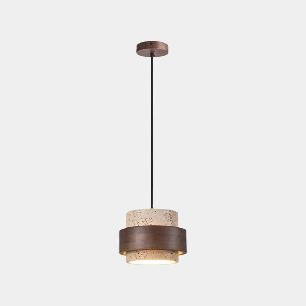 Hanging Pendant Light Cylinder Stone Travertine