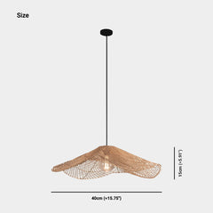 Hanging Pendant Light Japandi Woven Rattan Straw Hat Size