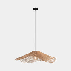Hanging Pendant Light Japandi Woven Rattan Straw Hat
