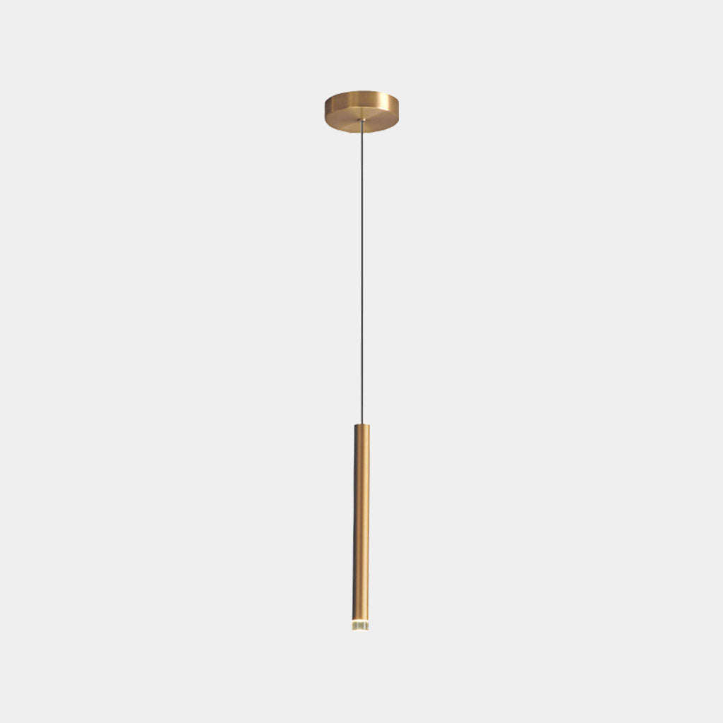 Hanging Pendant Light Minimalist Slim Tube LED Gold 1 Head
