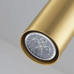 Hanging Pendant Light Small Slim Brass Tube Gold Detail