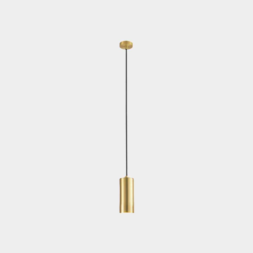 Hanging Pendant Light Small Slim Brass Tube Gold Small