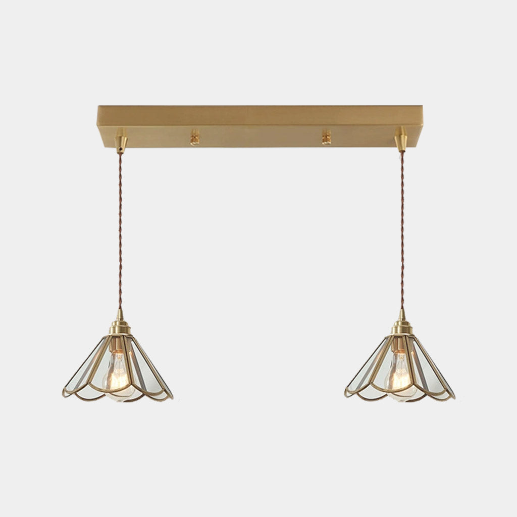 HangingPendant Light Vintage Small Brass Floral