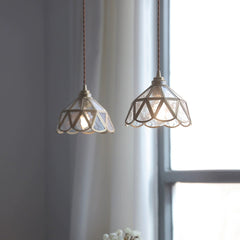 Hanging Pendant Light Vintage Small Brass Glass Floral Corner