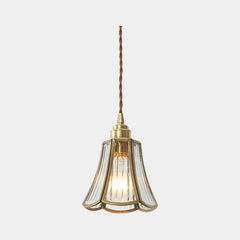 Hanging Pendant Light Vintage Small Brass Glass Floral