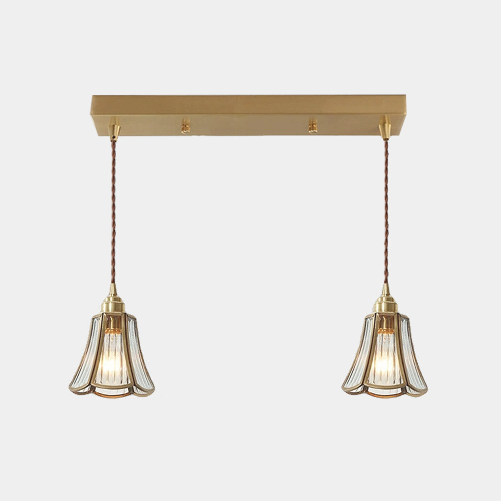 Hanging Pendant Light Vintage Small Brass Glass