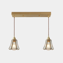 Hanging Pendant Light Vintage Small Brass Glass