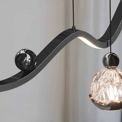 Hanging Pendant Light Wavy Globe Dimmable LED Detail