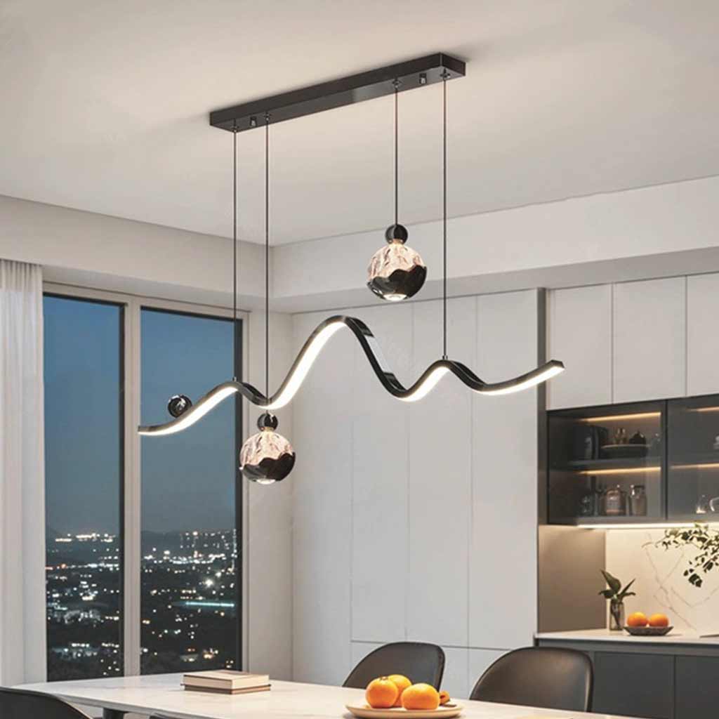 Hanging Pendant Light Wavy Globe Dimmable LED Dining Room