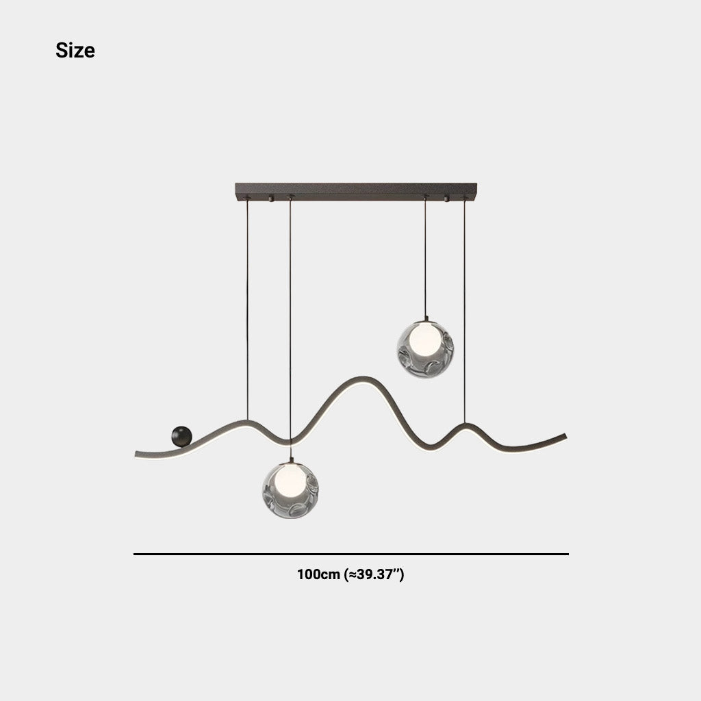 Hanging Pendant Light Wavy Globe Dimmable LED Size