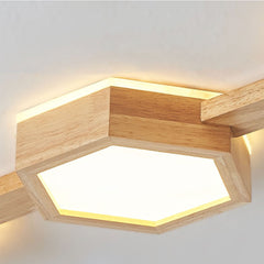 Hexagon Wood Ceiling Light Detail Back