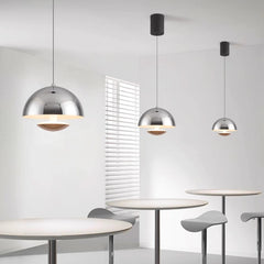 Induction Dome Pendant Light Chrome Dining Room