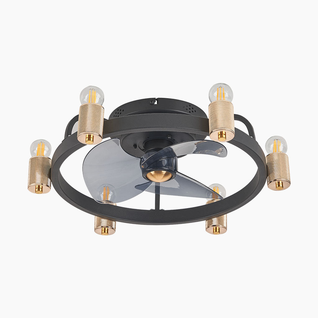 Industrial Ceiling Fan with Light Gold