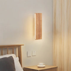 Japandi Minimalist Wood Rectangle Wall Sconce Lamp Bedroom