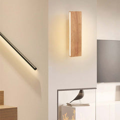 Japandi Minimalist Wood Rectangle Wall Sconce Lamp Hallway