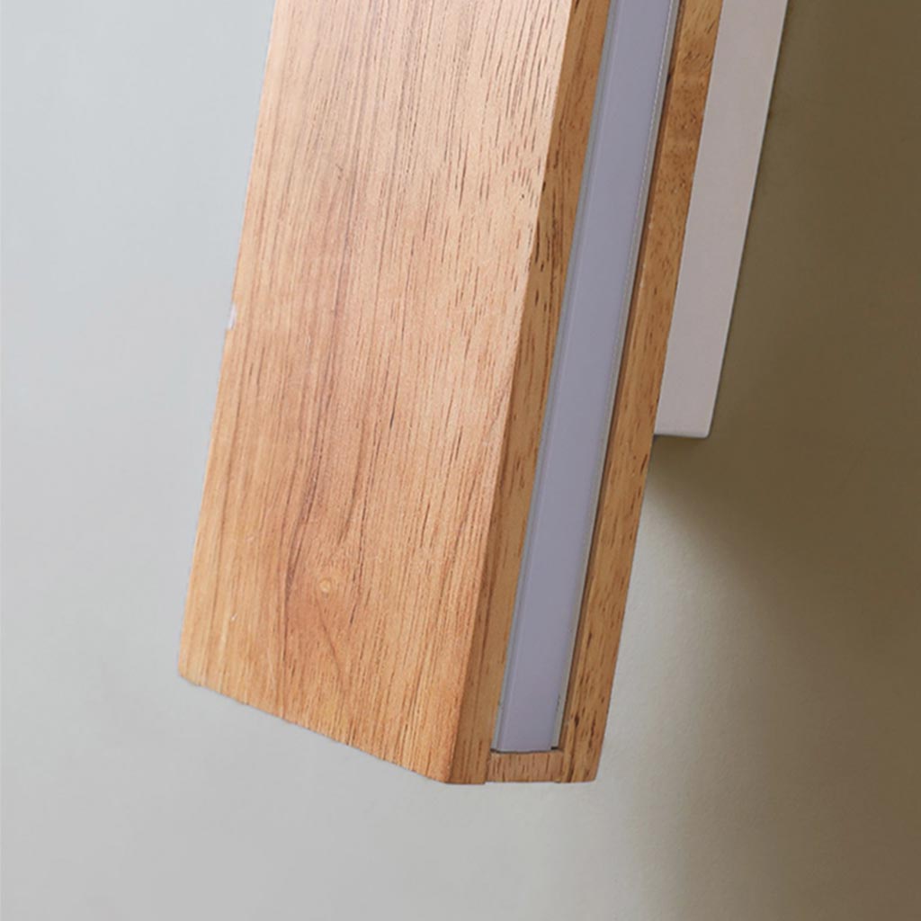 Japandi Minimalist Wood Rectangle Wall Sconce Lamp LED 