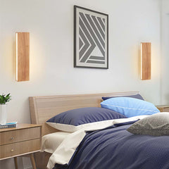 Japandi Minimalist Wood Rectangle Wall Sconce Lamp Room