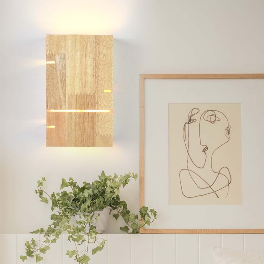 Japandi Unique Wooden LED Wall Lamp Living Room