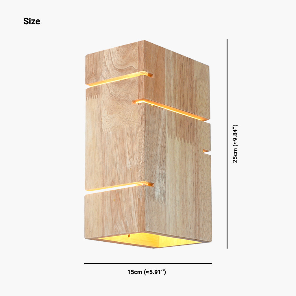 Japandi Unique Wooden LED Wall Lamp Size