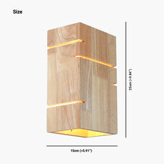 Japandi Unique Wooden LED Wall Lamp Size