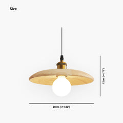 Japandi Wood Hanging Pendant Light Size