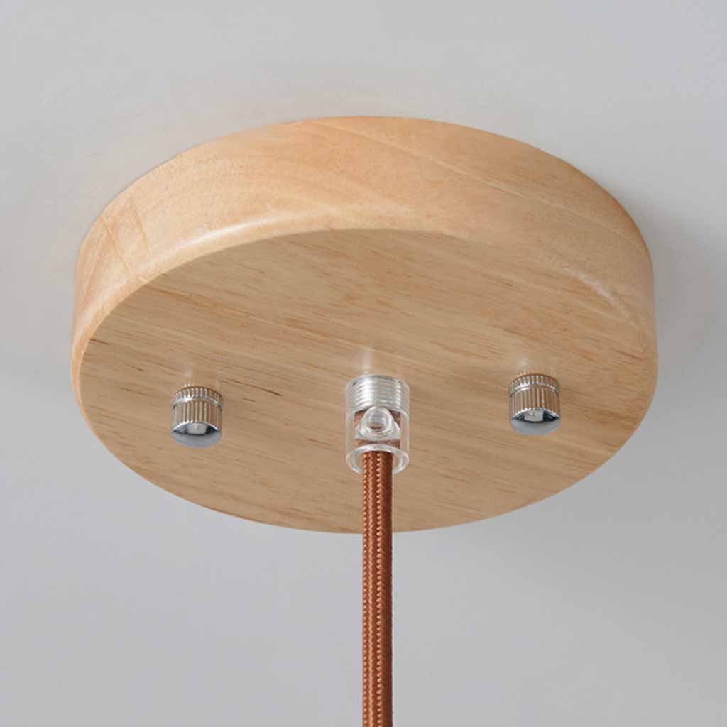 Japanese Elegant Retro Wood Glass Pendant Light Detail Canopy