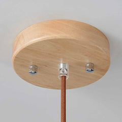 Japanese Elegant Retro Wood Glass Pendant Light Detail Canopy