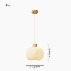Pendant Hanging Light Japanese Elegant for Dining Room, Wood & Glass