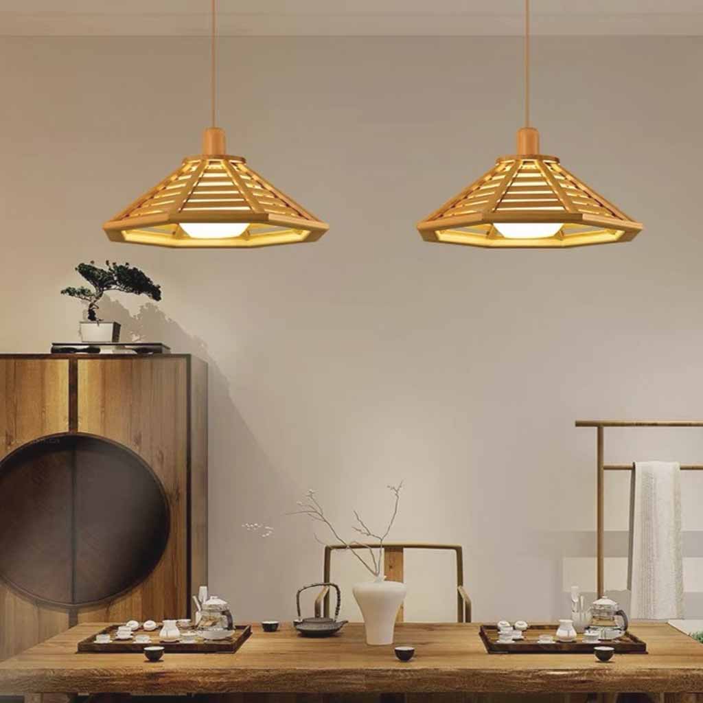 Japonés de madera cónica Slat colgante luz casa de té