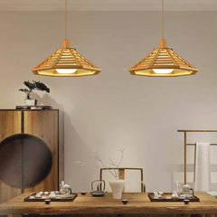 Japonés de madera cónica Slat colgante luz casa de té