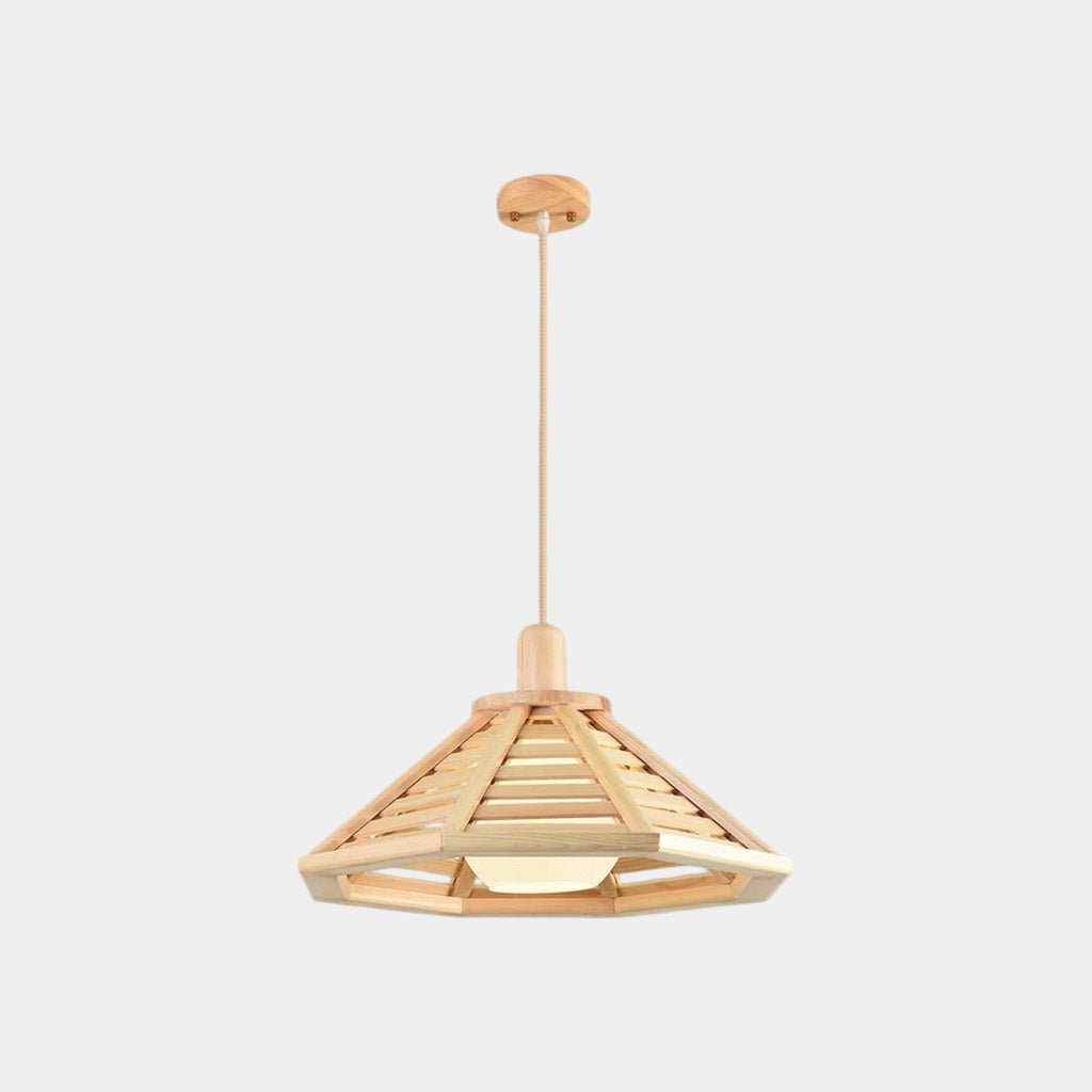 Japonés de madera cónica Slat luz colgante