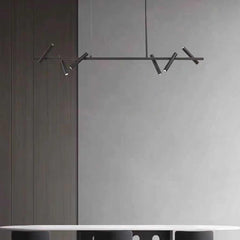 LED Ring/Linear Chandelier with Rotating Spotlights, Black