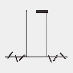 LED Ring/Linear Chandelier with Rotating Spotlights, Black