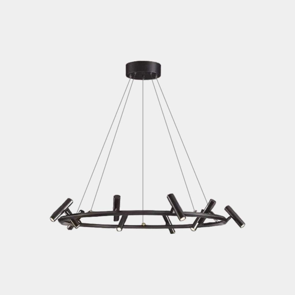 Anneau LED / lustre linéaire avec projecteurs rotatifs, noir