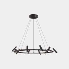 LED Ring/Linear Chandelier with Rotating Spotlights, Black