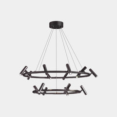 LED Ring/Linear Chandelier with Rotating Spotlights, Black