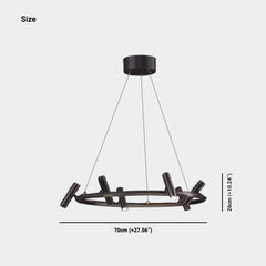 LED Ring/Linear Chandelier with Rotating Spotlights, Black